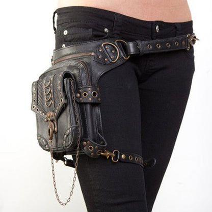 Realaiot Steampunk Waist Leg Bags Women Men Victorian Style Holster Bag Motorcycle Thigh Hip Belt Packs Messenger Shoulder Bags