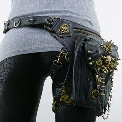 Realaiot Steampunk Waist Leg Bags Women Men Victorian Style Holster Bag Motorcycle Thigh Hip Belt Packs Messenger Shoulder Bags