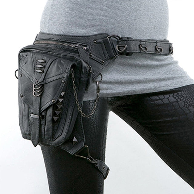 Realaiot Steampunk Waist Leg Bags Women Men Victorian Style Holster Bag Motorcycle Thigh Hip Belt Packs Messenger Shoulder Bags