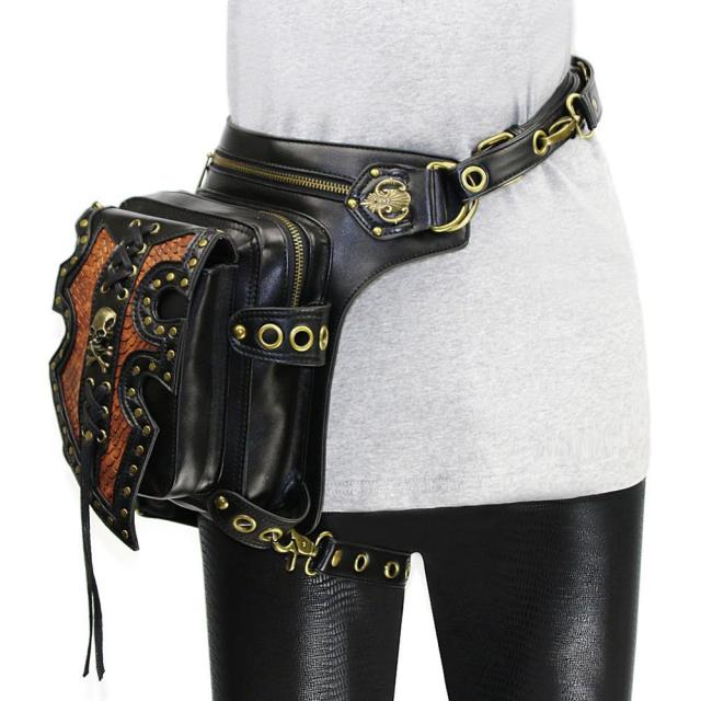 Realaiot Steampunk Waist Leg Bags Women Men Victorian Style Holster Bag Motorcycle Thigh Hip Belt Packs Messenger Shoulder Bags