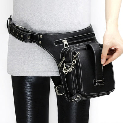 Realaiot Steampunk Waist Leg Bags Women Men Victorian Style Holster Bag Motorcycle Thigh Hip Belt Packs Messenger Shoulder Bags