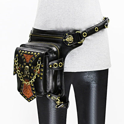 Realaiot Steampunk Waist Leg Bags Women Men Victorian Style Holster Bag Motorcycle Thigh Hip Belt Packs Messenger Shoulder Bags