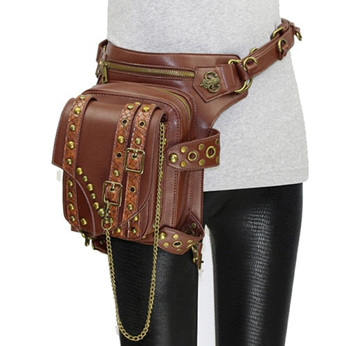 Realaiot Steampunk Waist Leg Bags Women Men Victorian Style Holster Bag Motorcycle Thigh Hip Belt Packs Messenger Shoulder Bags