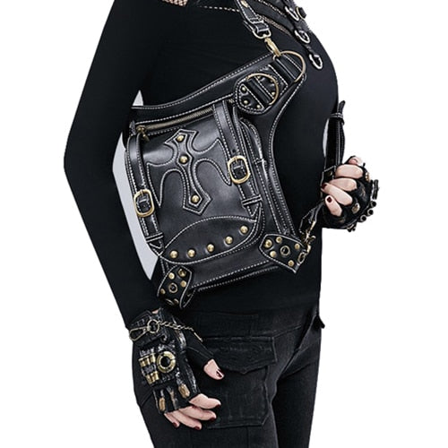 Realaiot Steampunk Waist Leg Bags Women Men Victorian Style Holster Bag Motorcycle Thigh Hip Belt Packs Messenger Shoulder Bags