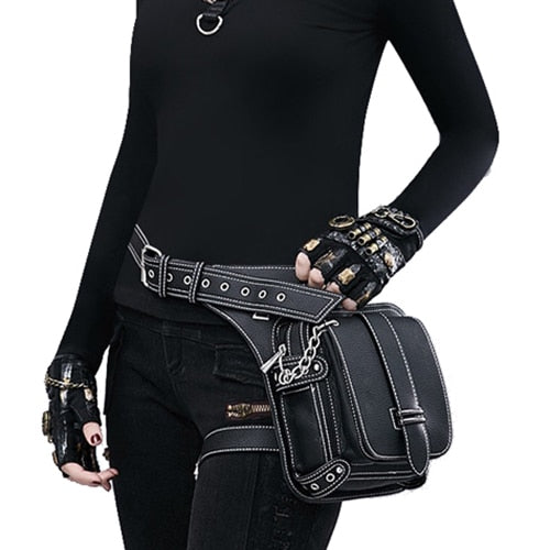 Realaiot Steampunk Waist Leg Bags Women Men Victorian Style Holster Bag Motorcycle Thigh Hip Belt Packs Messenger Shoulder Bags