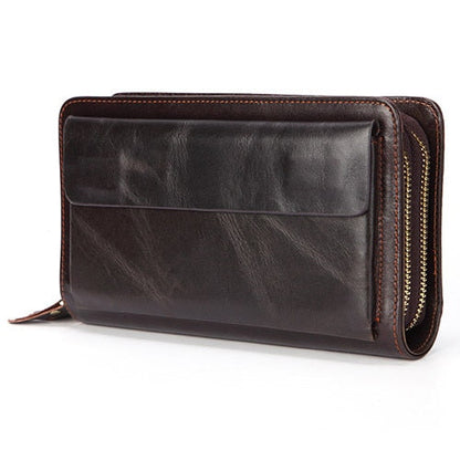 Business Genuine Leather Clutch Wallet Men Long Leather Phone Bag Purse Male  Large Size Handy Coin Wallet Card Holder Money Bag Gifts for Men