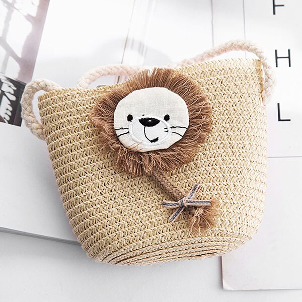 Realaiot Summer Hand Made Straw Bags Children Single Inclined Shoulder Bags Exquisiteness Kids Cartoon Coin Purses Cute Princess Handbags